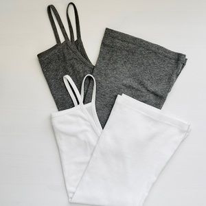 Women’s Basic Ribbed Tank Top Cami Set of 2 in White & Gray